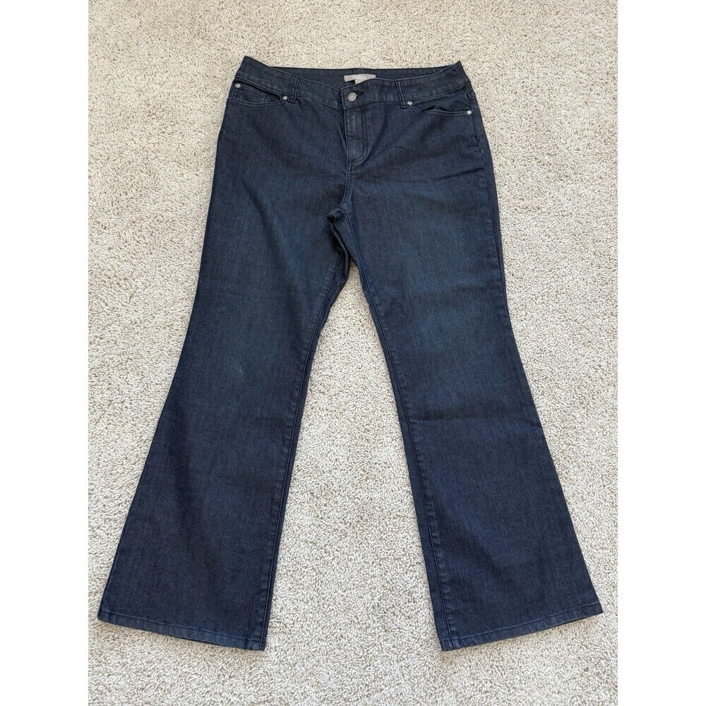Chico's 2 (12-14) Denim Lustrous Flare Wide Leg Jeans INDIGO Everyday Edgy NWT - Picture 3 of 8